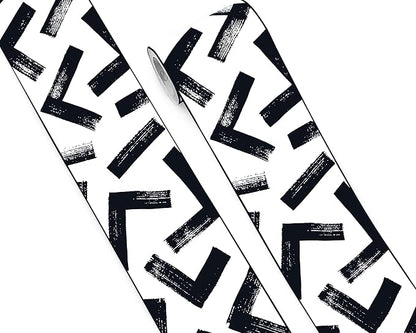FLFK Black and White Design Wallpaper Border - Peel and Stick Wall Paper, Self Adhesive Removable PVC Borders Sticker, Modern Waterproof Trim for Home Decor, 6" x 240"