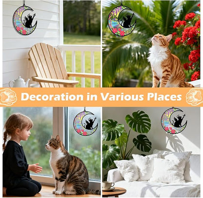 Cat Memorial Suncatcher for Window Ornament, Pet Sympathy Gift to Memorialize The Loss, Angel Cat Sun Catchers with Personalized Decorations