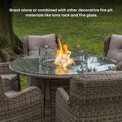 Stanbroil Ceramic Balls - 5” Round Fire Stones for Fire Pit Fire Bowl and Fireplace - Set of 6, Beige