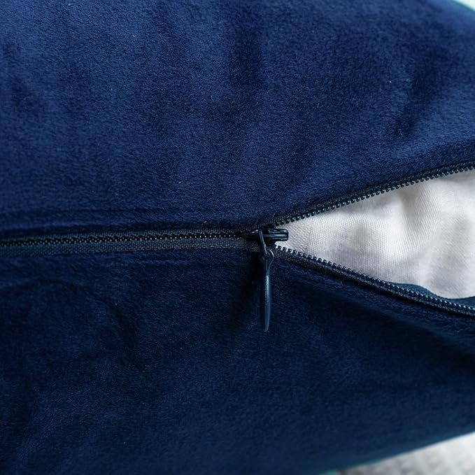 HWY 50 Navy Blue Velvet Rectangular Throw Pillow Covers 12x20 Inch, Pack of 2 Soft Cozy Solid Decorative Luxury Cushion Cases for Couch Sofa Bed Living Room Bedroom