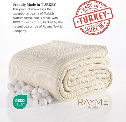 Muslin Blanket - Pure 100% Turkish Cotton Airy Soft Light Versatile Gauze Throw Blanket for Bed, Couch, Sofa (Natural, Throw Size (50" x 66" inch))