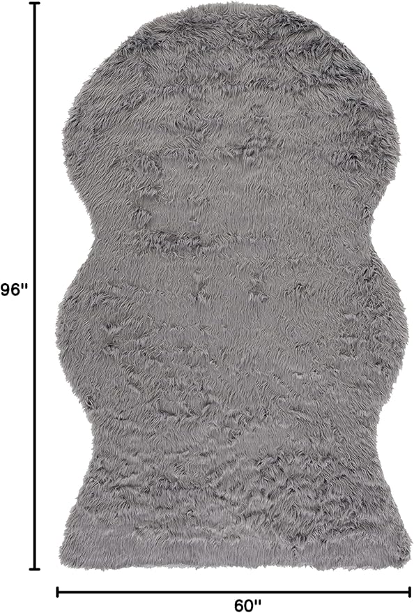 SAFAVIEH Faux Sheep Skin Collection 5' x 8' Grey FSS115D Silken Glam 2.35-inch Thick Area Rug