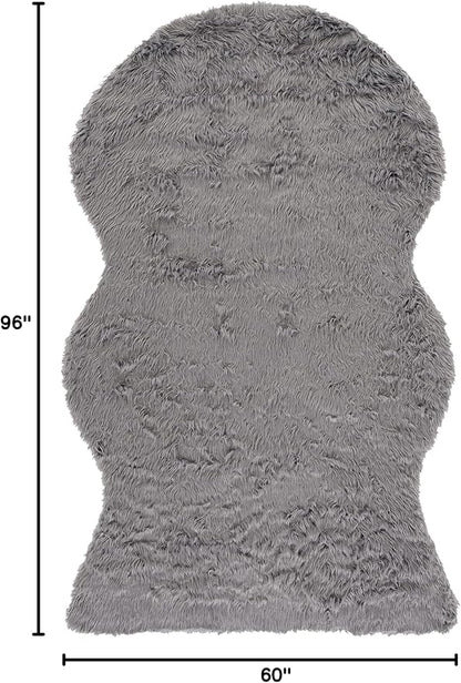 SAFAVIEH Faux Sheep Skin Collection 5' x 8' Grey FSS115D Silken Glam 2.35-inch Thick Area Rug