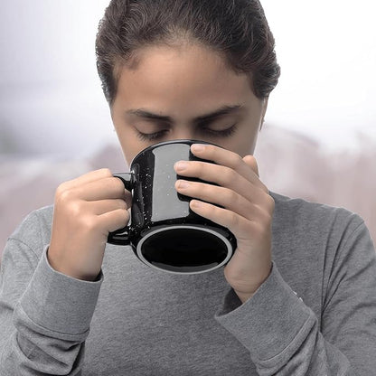 DISCOUNT PROMOS Custom Ceramic Campfire Coffee Mugs 13 oz. Set of 1, Personalized Bulk Pack - Perfect for Tea, Espresso, Cappuccino, Hot Cocoa - Black