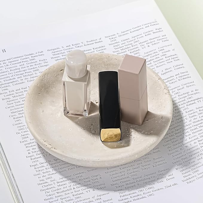 Turkish Natural Travertine Jewelry Dish, 5.5" Marble Tray, Trinket Dish for Ring Earring, Gift for Woman (Beige Travertine)
