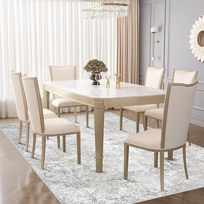 5x7 Area Rugs for Living Room, Washable Modern Abstract Large Area Rug Neutral Soft Non Slip Kids Rug Stain Resistant Indoor Carpet for Bedroom Nursery Dining Room Home Office(Beige Grey, 5'x7')