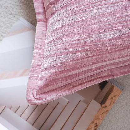 Neelvin Set of 2 Velvet Decorative Throw Pillow Covers 18x18 Inch Pink Modern Luxury Cushion Covers Textured Pillow Cases for Living Room Home Decor Couch Sofa