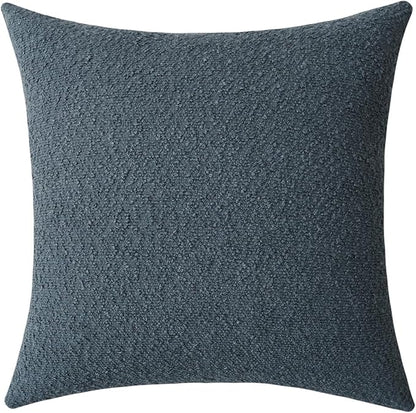 Jeneoo Grey Blue Decorative Square Thick Accent Throw Pillow Covers Fine Textured Boucle Couch Cushion Case for Sofa Decor, Set of 1, 24 x 24 Inch