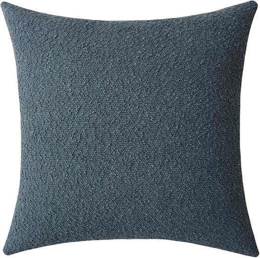 Jeneoo Grey Blue Decorative Square Thick Accent Throw Pillow Covers Fine Textured Boucle Couch Cushion Case for Sofa Decor, Set of 1, 24 x 24 Inch