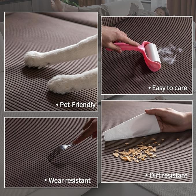 Sectional Couch Covers, Wear Resistant Stretch Sofa Covers Washable Soft Couch Cushion Covers Anti Slip Furniture Protector Sofa Slipcovers for Pets (1 Piece Chair Cover, Brown)