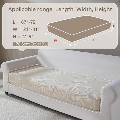 Couch Cushion Covers for Sectional and L Shaped Sofa, Stretch Soft Sofa Covers Washable Wear Resistant Slipcovers Furniture Protector Pet-Friendly (1PC X Large Sofa Cover, Ivory)