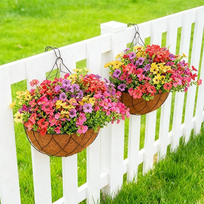 Artificial Flowers for Outdoor Indoor Realistic Faux Flower Spring Summer Garden Home Decoration, Hanging Daisy Flower with Eucalyptus Leaves Fake Plants Greenery Balcony Porch Patio Front Door Decor