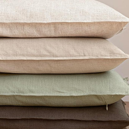 Foindtower Pack of 2, Decorative Linen Solid Throw Pillow Covers Accent Soft Cushion Case Farmhouse Boho Pillowcase for Couch Sofa Chair Bedroom Living Room Home Decor 18 x 18 Inch Light Sage Green