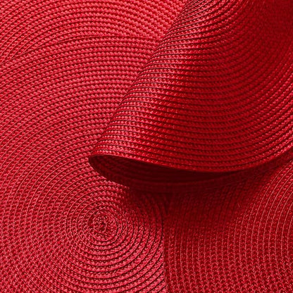 AHHFSMEI Round Braided Placemats 15 Inch Round Table Mats for Dining Tables Natural Woven Heat Resistant Place mats Set of 6(red)