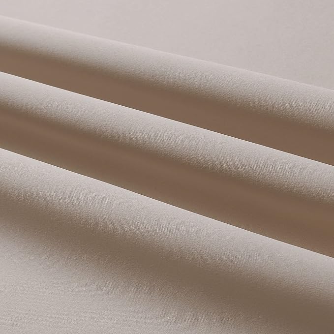 DUALIFE Light Brown Blackout Curtains 72 Inches Long - Thermal Insulated Room Darkening Curtains for Bedroom 52 x 72 Inch, Grommet Top, 2 Panels, Warm Taupe