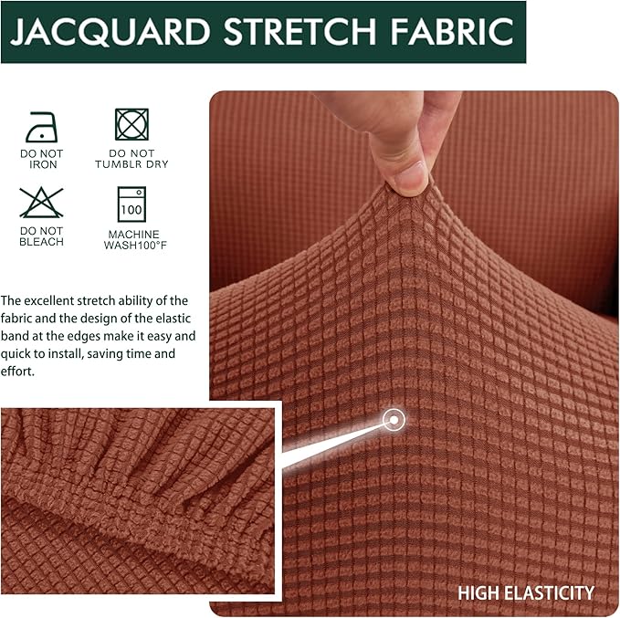 Hokway Couch Cushion Covers Stretch Cushion Covers Sofa Seat Cushion Slipcover Cushion Protector(Brick, Medium)