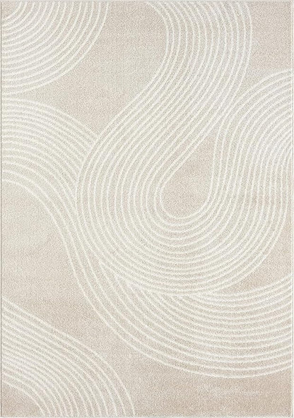 Abani Nuevo Collection Area Rug - Transitional Beige/Cream Design -2' x 3' - Easy to Clean - Durable for Kids and Pets - Non-Shedding - Medium Pile - Soft Feel - for Living Room, Bedroom & Office