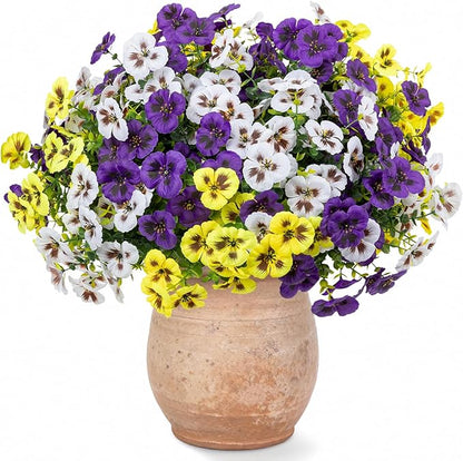 Artificial Flowers, 24 Bundles, Decorative Bouquets for Home, Wedding, Garden, Office Decor (3 Multicolor)