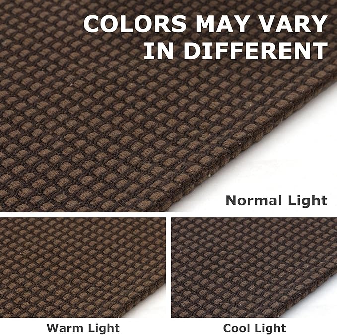 IOHOUZE Washable Runner Rug 2x8 Non Slip Rubber Backed Hallway Runner Entryway Runner Indoor, Kitchen Rugs Woven Cotton Floor Carpet for Kitchen Hall Entrance Bedroom, Brown