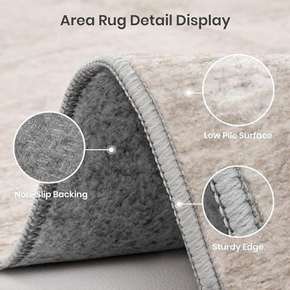 Valenrug Washable Rugs 6x9 - Stain Resistant 6x9 Area Rugs for Living Room, Non Slip Backing Gradient Printed Rugs for Bedroom, Foldable Machine Washable Area Rug(6'x9', Beige)