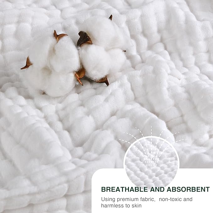 Love's cabin 6 Layer 100% Cotton Muslin Blanket, 50"x60" Throw Muslin Blanket for Couch Bed, White Muslin Throw Blanket, Lightweight and Breathable Cotton Gauze for Adult