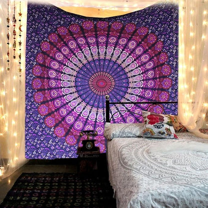 raajsee Indian Cotton Purple Tapestry Mandala Wall Hangings- Tapestry For Bedroom - Indie Wall Tapestry Hippie Room Decor - Boho Small Tapestrys Aesthetic Poster (30x40 Inches / 76x101 Cms)