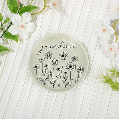 JoycuFF Grandma Birthday Gifts from Granddaughter for Christmas Mothers Day,Grandmother Gifts Ring Dish Decorative Trinket Ceramic
