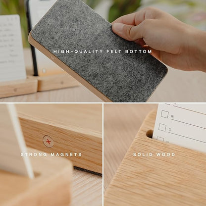 Modular Office Desk Organizer Tray Set - Solid Wood Desk Tray with Felt Lining - Desktop Organizer Wood Desk Accessories - Set B