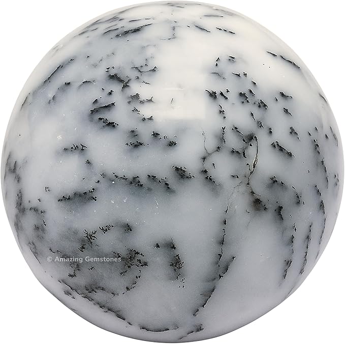 Amazing Gemstone Dendrite Opal Crystal Ball with Stand - 1.5 Inches Crystal Sphere Meditation Balls for Witchcraft and Decorative Balls