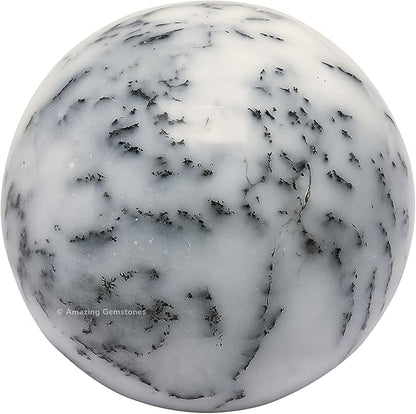Amazing Gemstone Dendrite Opal Crystal Ball with Stand - 1.5 Inches Crystal Sphere Meditation Balls for Witchcraft and Decorative Balls