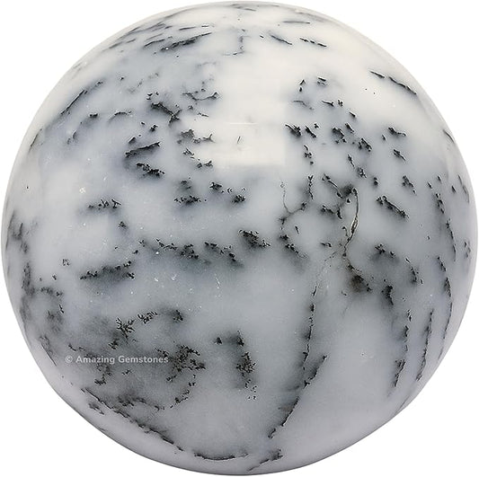Amazing Gemstone Dendrite Opal Crystal Ball with Stand - 1.5 Inches Crystal Sphere Meditation Balls for Witchcraft and Decorative Balls