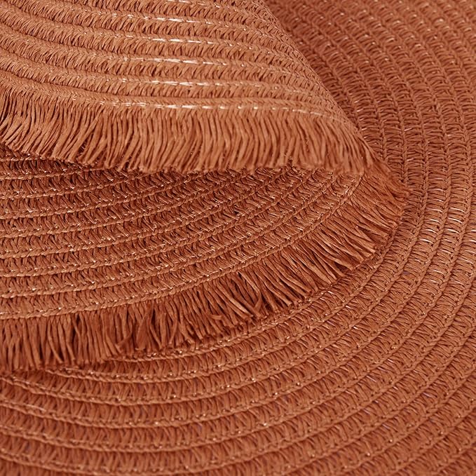 15 Inch Set of 6 Round Woven Placemats Braided Paper Heat Resistant Table Mats with Tassel Boho Indoor Outdoor Table Placemats for Dining Tables Tangerine Red