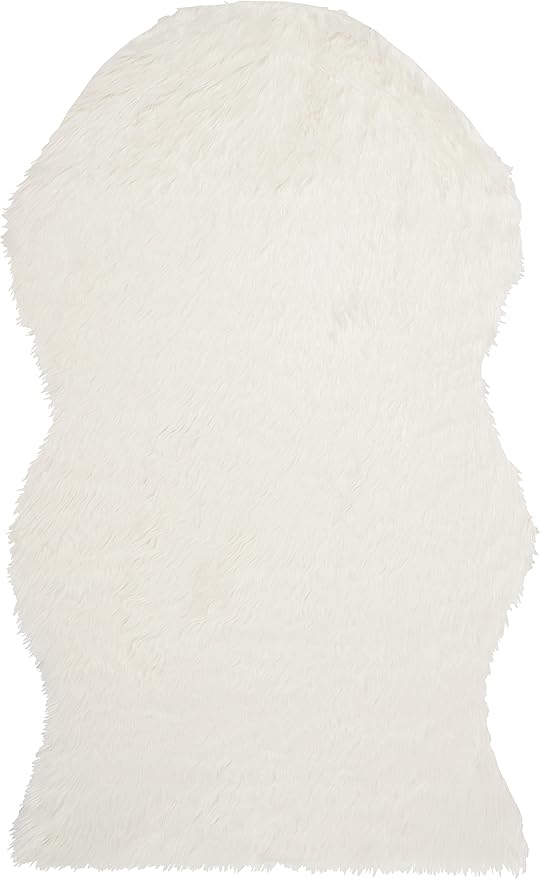 SAFAVIEH Faux Sheep Skin Collection 3' x 5' Ivory FSS115A Silken Glam 2.35-inch Thick Area Rug