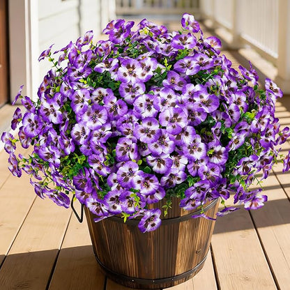 Artificial Flowers, 24 Bundles, Decorative Bouquets for Home, Wedding, Garden, Office Decor (Purple White)