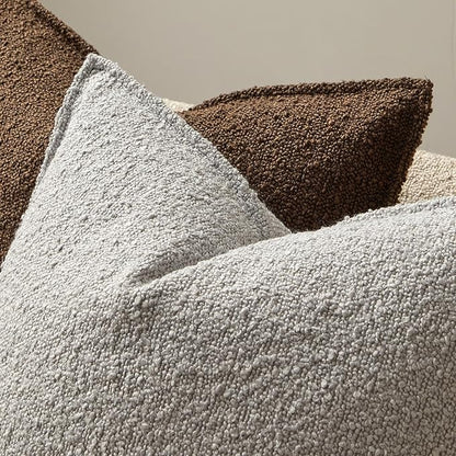 JUSPURBET Throw Pillow Covers 20x20 Set of 2 Decorative Pillow Covers for Couch Sofa Bed Cozy Boucle Textured Cushion Covers Cases with Invisible Zipper for Living Room Home Decor,Silver Grey
