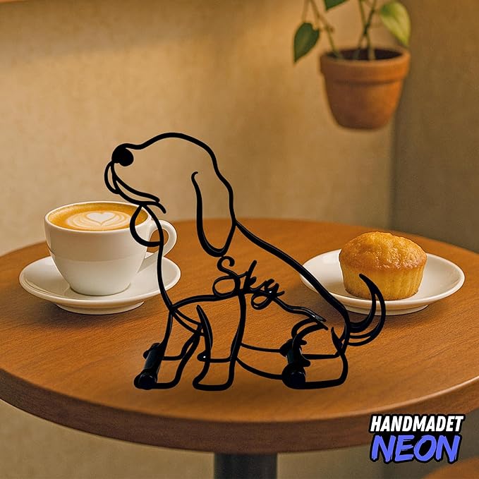 Personalized Beagle Dog Sitting Minimalist Sculpture, Custom Dogs Name Metal Desk Decor, Aesthetic Table Sign Gifts for Officer, Friends, Animal Lover, Kids, Mom, Dad