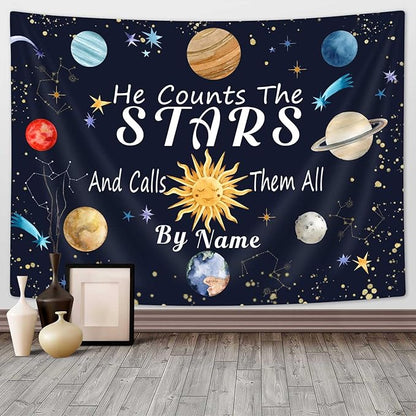 DYNH Space Tapestry,Solar System Wall Hanging,Planet Galaxy Decor,Educational Science Tapestries for Kids Boys Bedroom Playroom Classroom Living Room Dorm90x70In