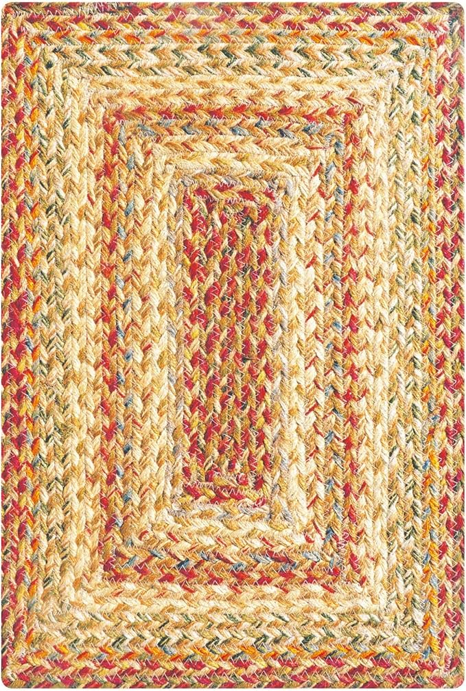 Homespice Harvest Jute Woven Placemats, Warm Country Decor, Set of 4, Multicolor 13x19 Rectangle Table Mats - Vibrant Colors, Durable, Easy to Clean and Protects Furniture