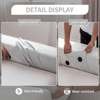 Couch Covers for Sectional Sofa, Washable Stretch Soft Sofa Cushion Covers L Shape Sofa Slipcovers Anti Slip Furniture Decor Protector for Pets (1PC Armrest Cover,Light Gray)