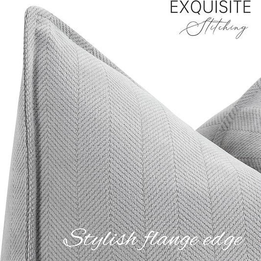 ZWJD Light Gray Pillow Covers 24x24 Set of 2 Chenille Throw Pillow Covers with Elegant Design Soft and Luxurious Decorative Throw Pillows for Couch, Bed, and Home Decor