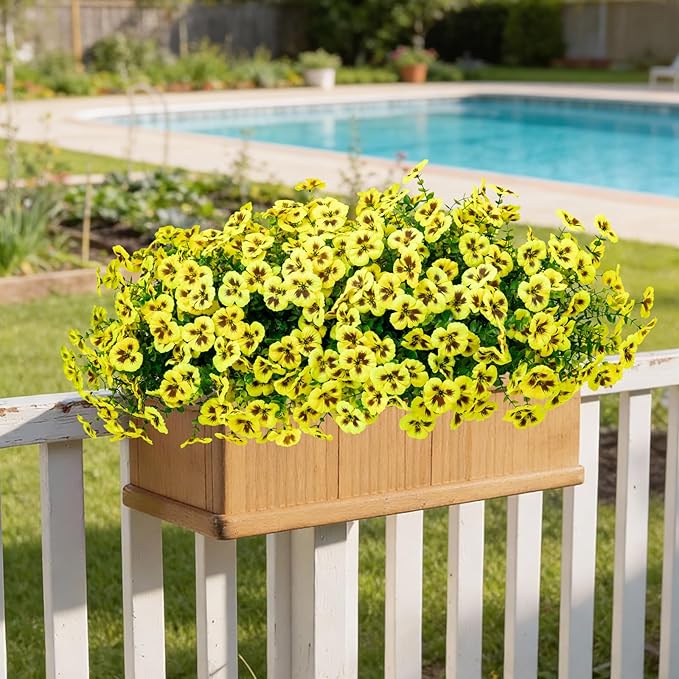 Artificial Flowers, 24 Bundles, Decorative Bouquets for Home, Wedding, Garden, Office Decor (Yellow)