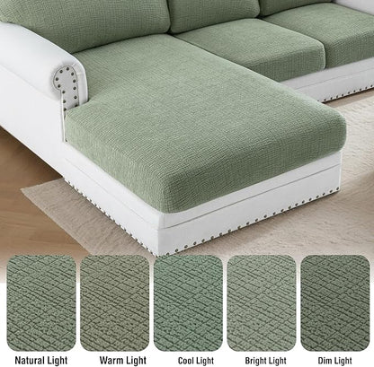 H.VERSAILTEX Super Stretch Individual Jacquard Couch Cushion Covers Furniture Protector Spandex Anti-Slip Soft Thickened Slipcovers Easy Install, (1 PC, Back Couch Cover, Sea Grass)