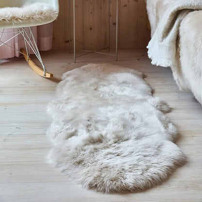 Real Sheepskin Rug 2x6 ft | Sheepskin Rugs for Living Room and Sofa | Bedside Rugs for Bedrooms | Large Fluffy Rug is Breathable & Heat-regulating in Color Beige