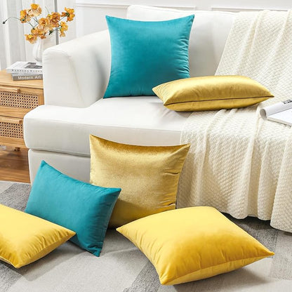 Artscope Luxury Velvet Pillow Covers Super Soft Decorative Rectangle Throw Pillow Covers Case Cushion Covers for Sofa Couch Bedroom Car Decor 16x16 Inch Shimmery Gold