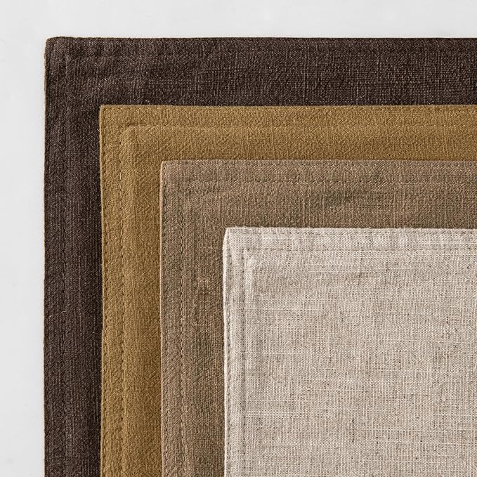 MIULEE Neutral Gold/Brown Linen Pillow Covers Pack of 4 Decorative Natural Throw Pillow Covers Soft Accent Boho Farmhouse Couch Pillowcases Modern Spring Decors for Living Room Bed Sofa 24x24 Inch