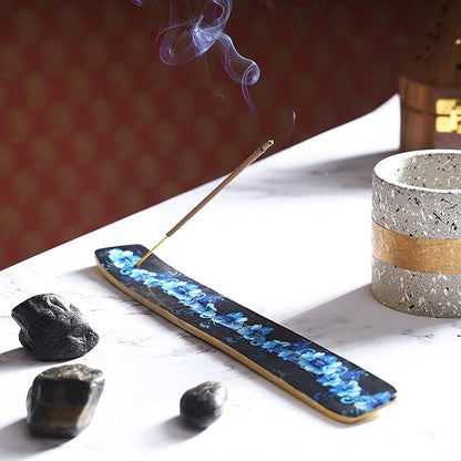 Bless-International Traditional-Handmade-Burner Wooden-Incense-Stick-Holder Ash-Catcher-Stand for-Aromatherapy-Meditation-Yoga (Meditation Time) 10 Inches, Pack of 2