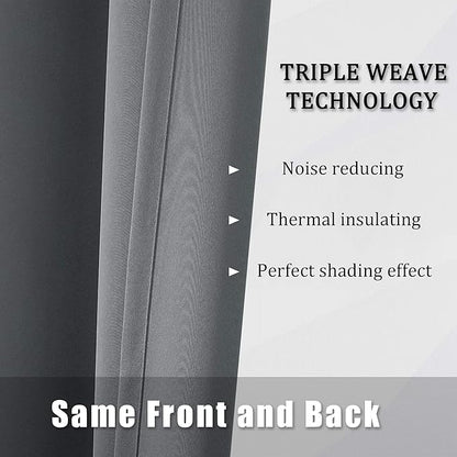 DUALIFE Medium Grey Blackout Curtains Thermal Insulated Room Darkening Blackout Curtains for Bedroom/Living Room 38 by 45 Inch Long,2 Panels,Dove Grey, Grommet Top