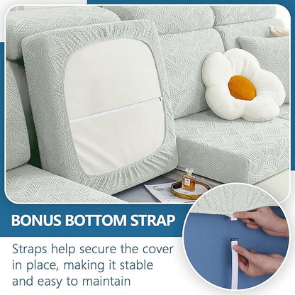 hyha Individual Couch Cushion Covers, Stretch Magic Sofa Seat Cushion Covers Washable, Dog Couch Sofa Slipcover for Pets, Kid with Elastic Bottom(Back Cover L, Light Grey)