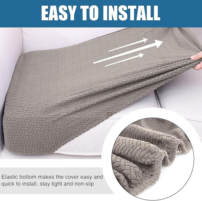 Smiry Waterproof Couch Cushion Covers, Stretch Jacquard Thick Sofa Cushion Covers, Washable Seat Slipcover Elastic Furniture Protector for Pets, Kid (2PC, Taupe)