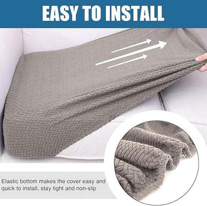 Smiry Waterproof Couch Cushion Covers, Stretch Jacquard Thick Sofa Cushion Covers, Washable Seat Slipcover Elastic Furniture Protector for Pets, Kid (2PC, Taupe)